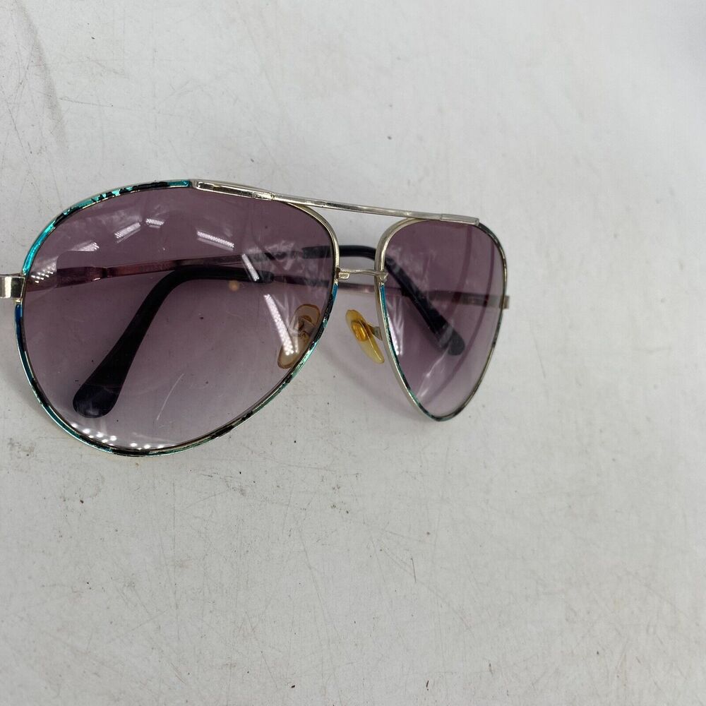 Vintage Opti Ray Aviator Sunglasses Turquoise Crackle Frame Gradient Lens - Picture 5 of 7